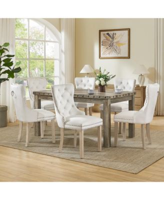 7 Pieces Wooden Dining Table Set Rustic Rectangle Table and Upholstered Chair for Kitchen, Restaurant