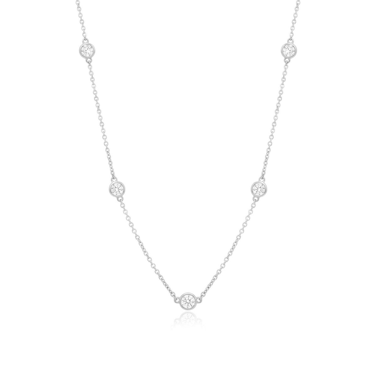 The Lovery Long Cz Station Chain Necklace 36 inches Sterling Silver