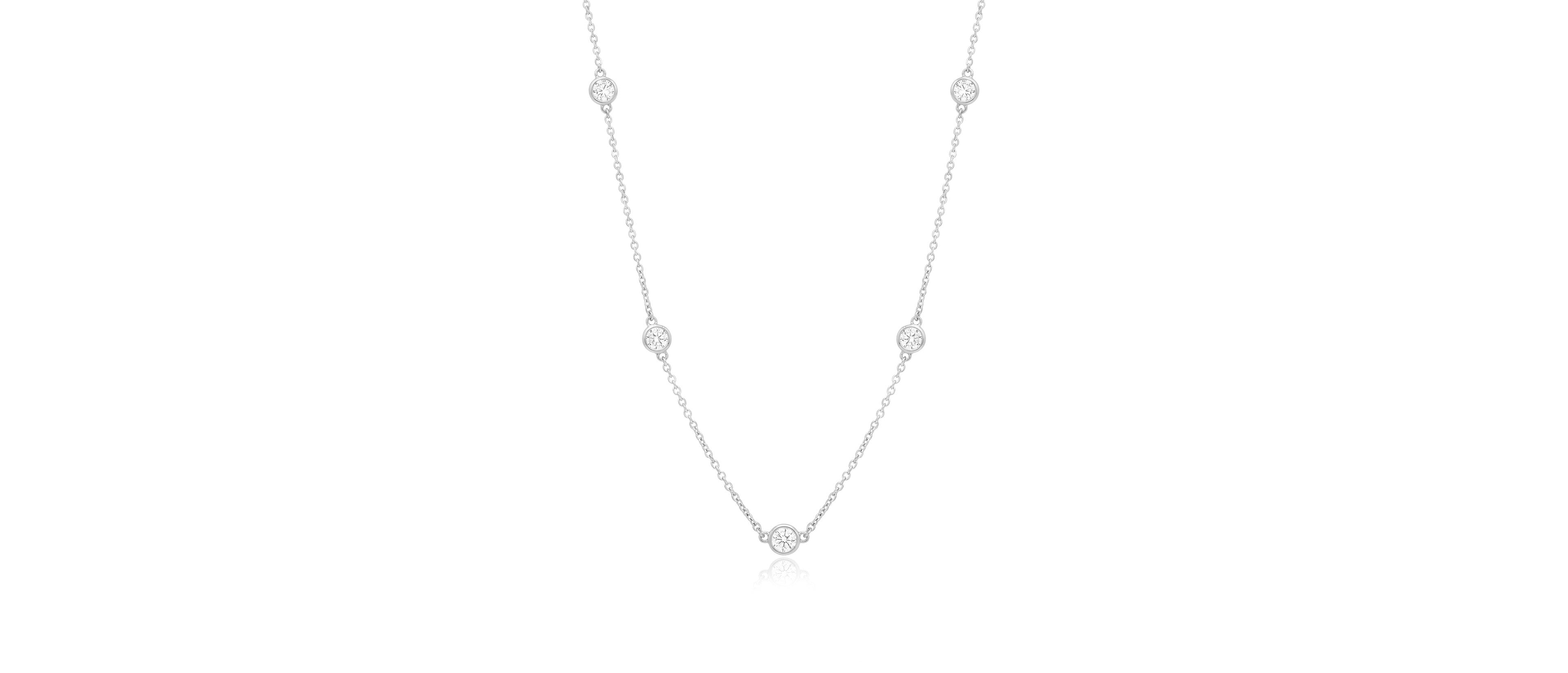 The Lovery Long Cz Station Chain Necklace 36 inches Sterling Silver