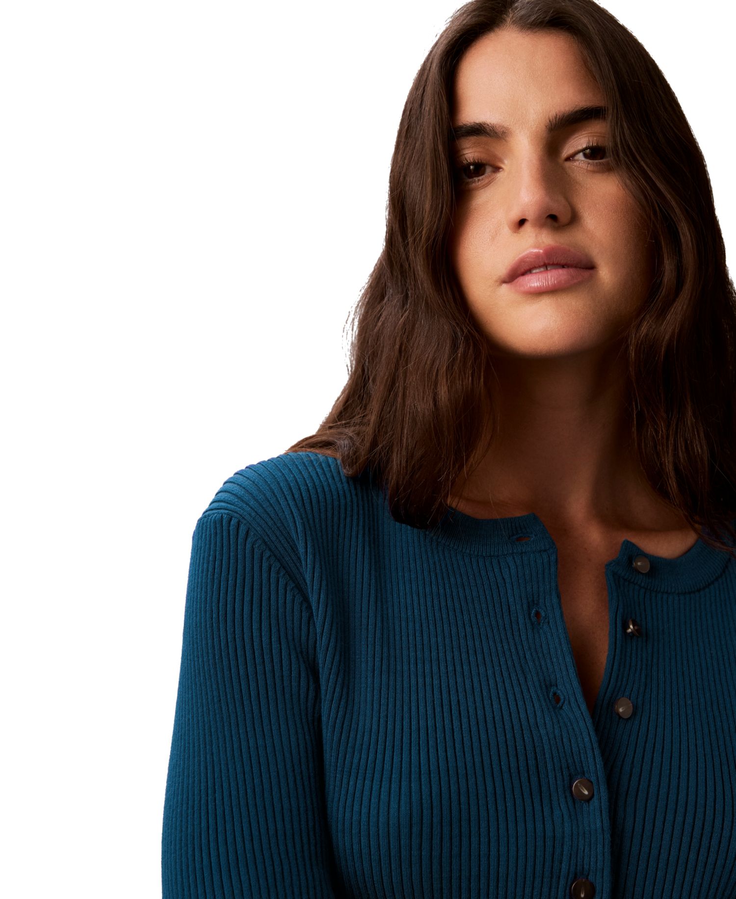 petite Button-Front Ribbed Cardigan Sweater