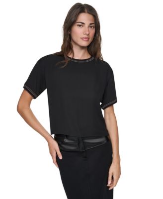 Women's Dolman Sleeve Contrast Stitching Top