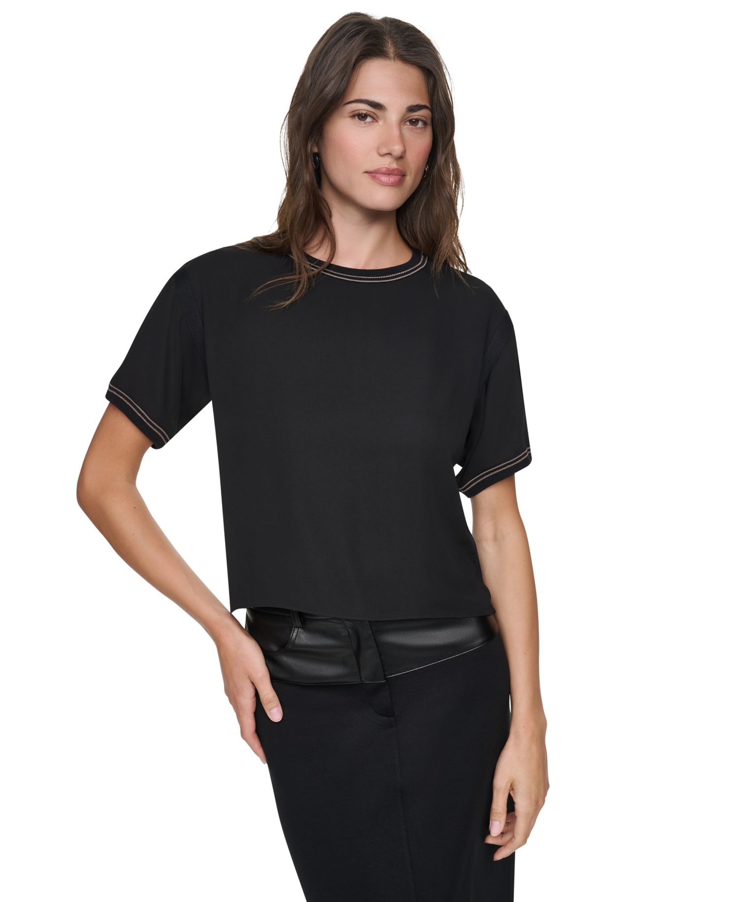 Women's Dolman Sleeve Contrast Stitching Top