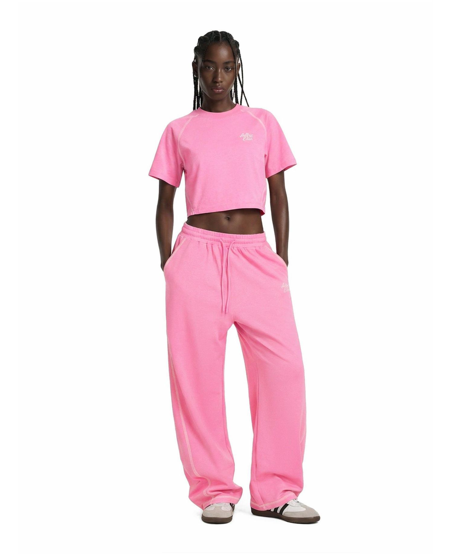 Women's Cropped Short-Sleeve Wide-Leg Top and Pants Set