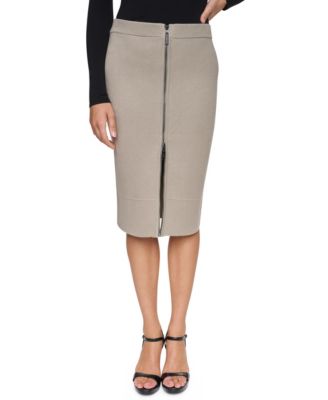 Women's Front Pocket Essentials Pencil Midi High-Waisted Skirt