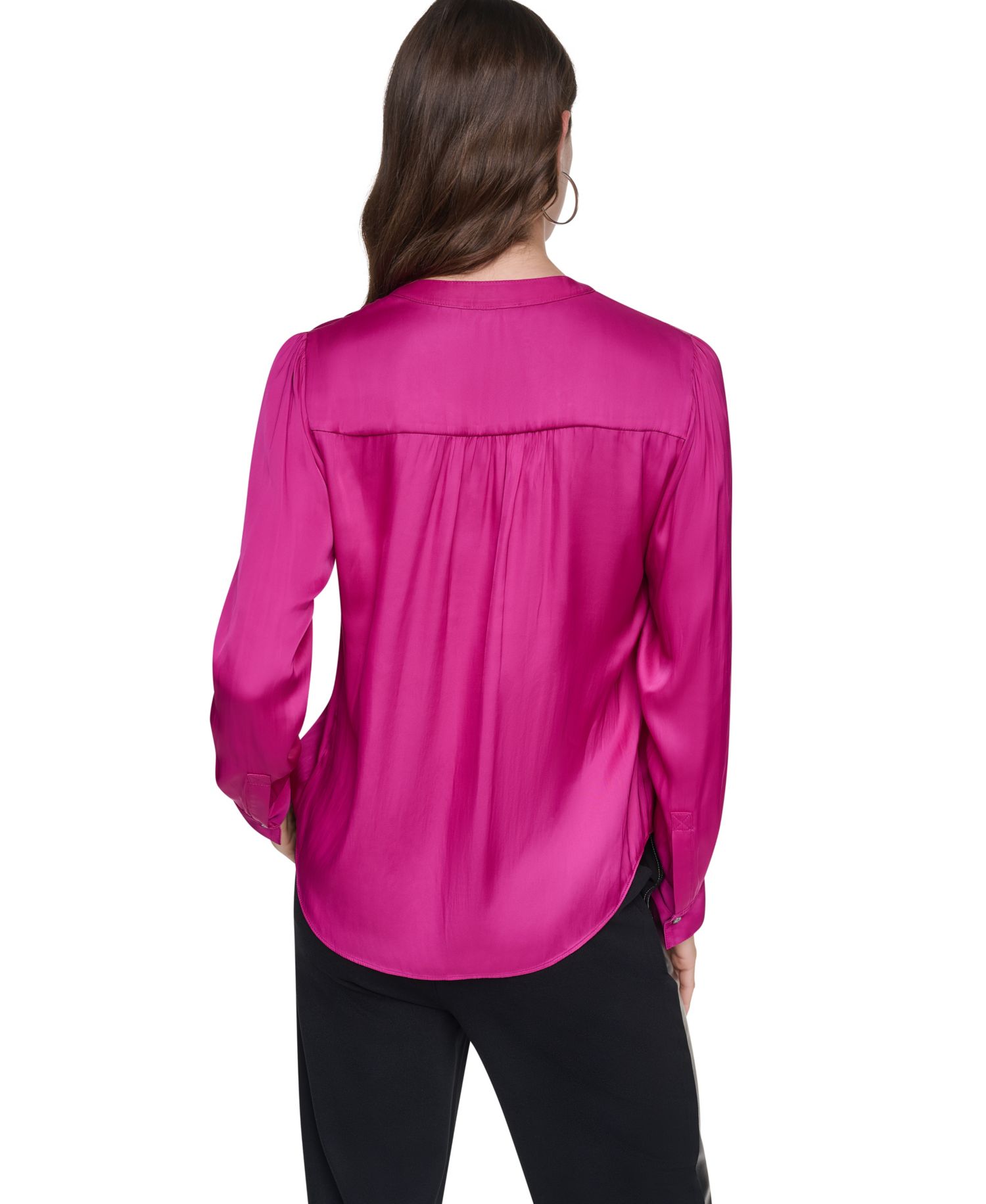 Women's Long-Sleeve V-Neck Regular-Fit Blouse