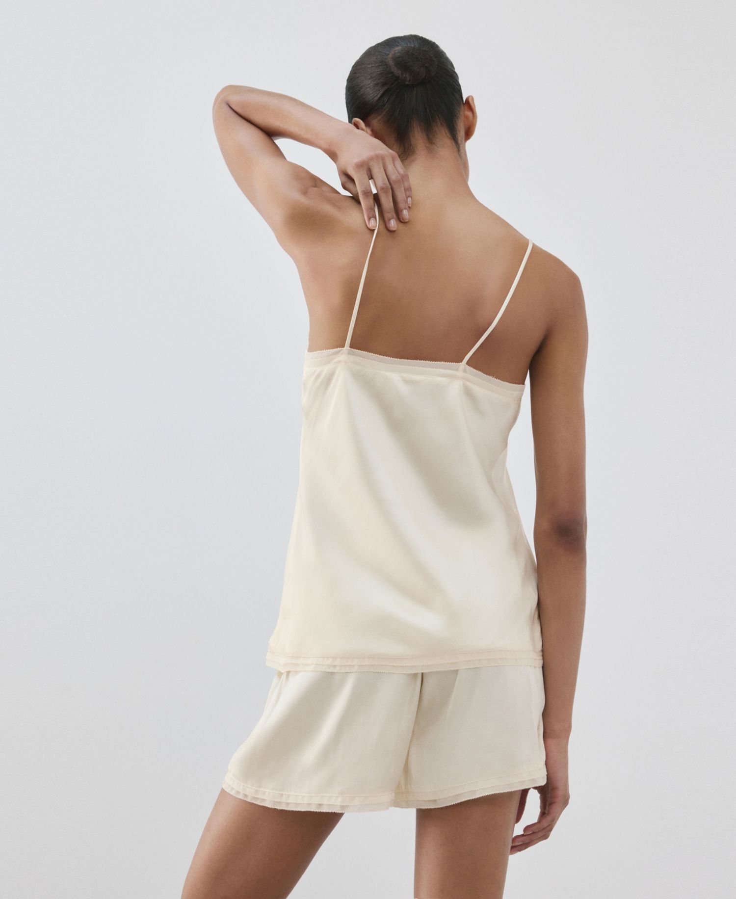 Women's Satin Lace-Trim Pajama Top
