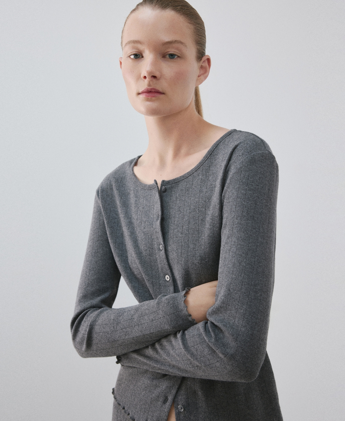Mango Women's Open-Knit Long-Sleeve Cotton Pajama Cardigan