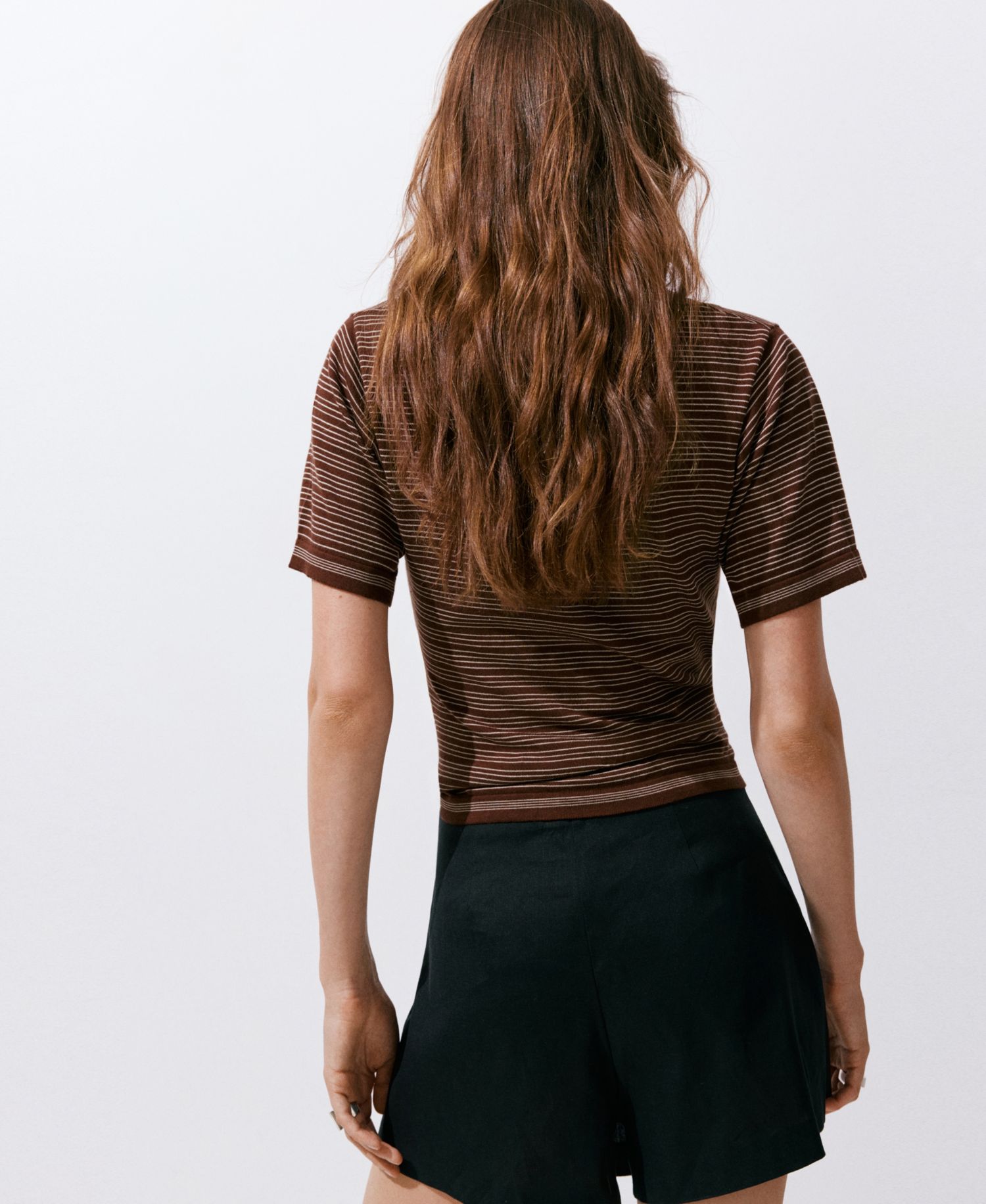 Women's Crewneck Striped Short-Sleeve Sweater