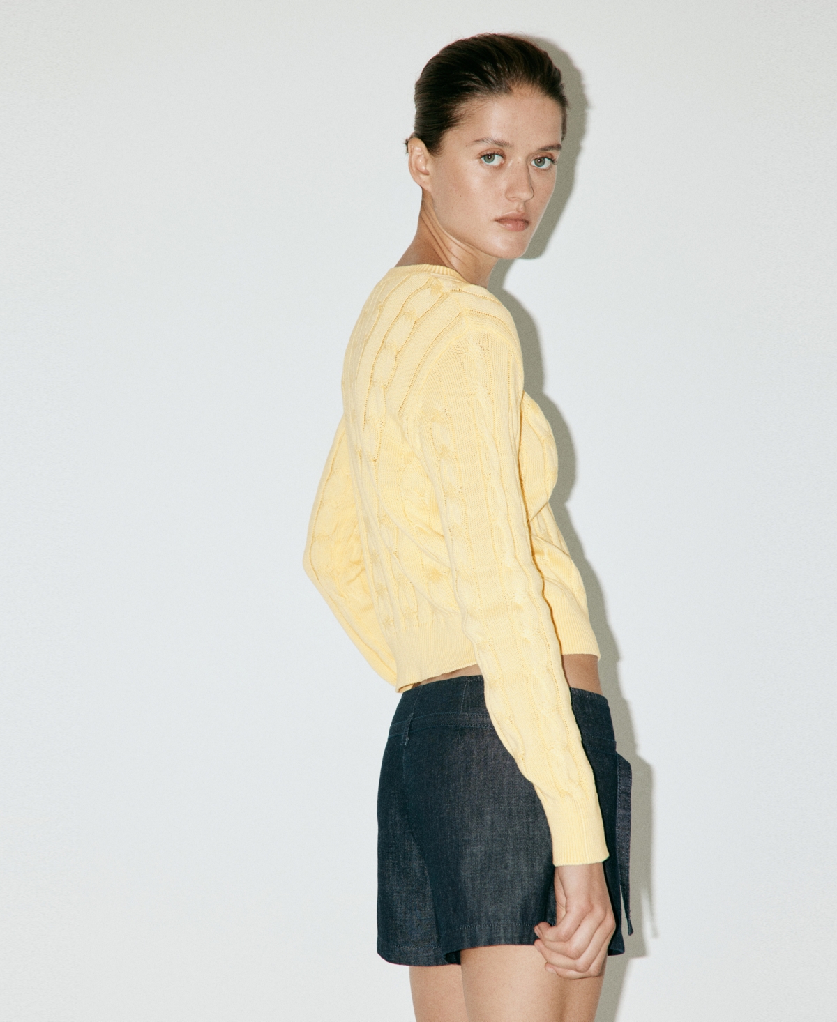 Mango Women's Braided Knit Crewneck Long-Sleeve Sweater