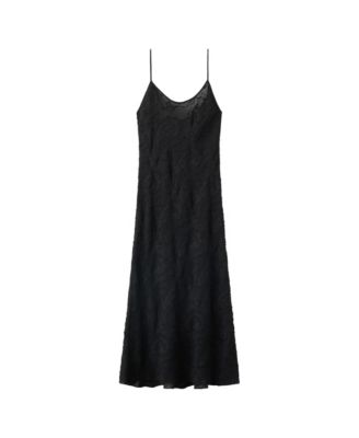 Women's Embroidered Midi Low-Back Chiffon Dress