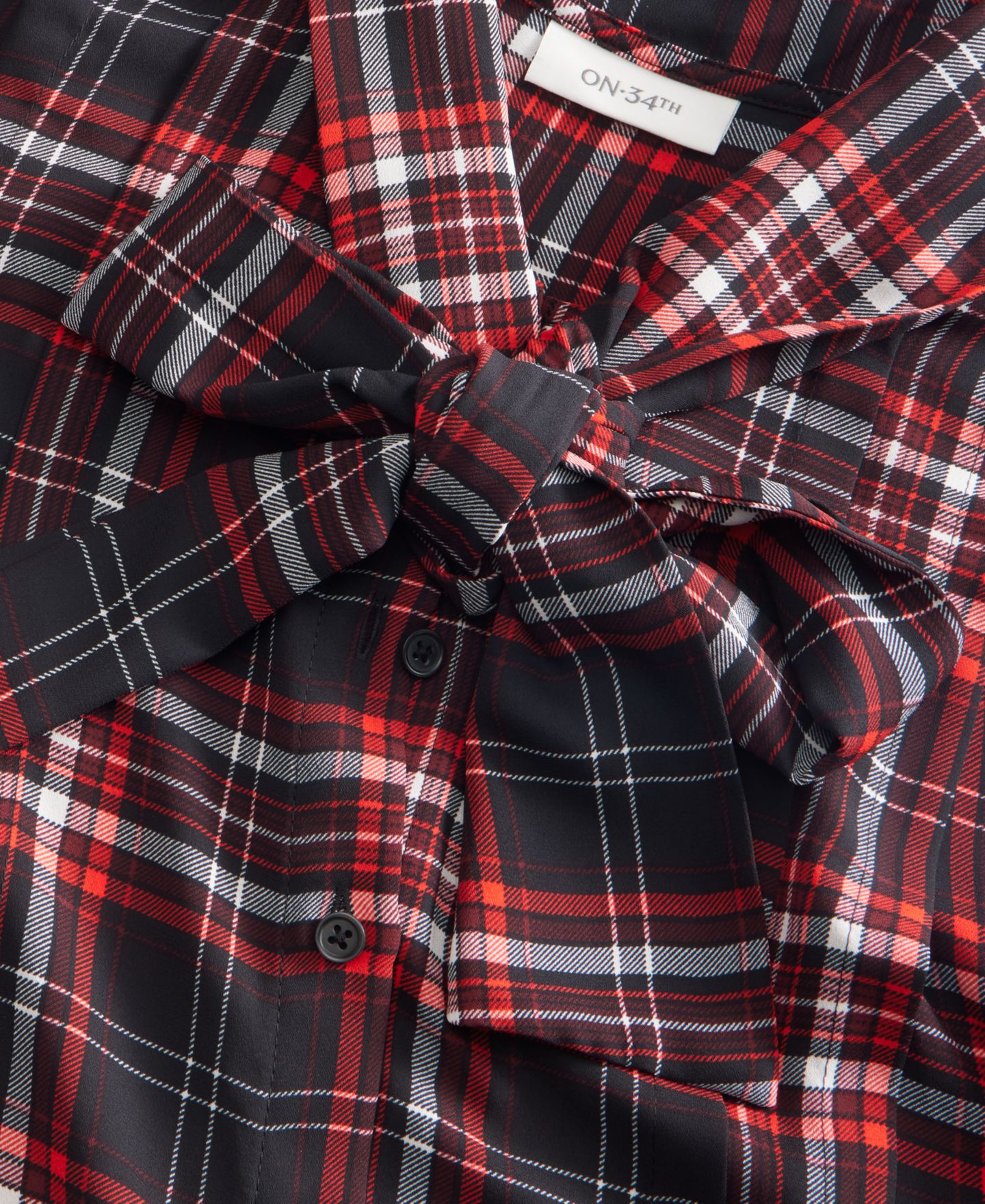 Женская блузка On 34th Plaid Tie-Neck Long-Sleeve, цвет: С принтом — фото 4