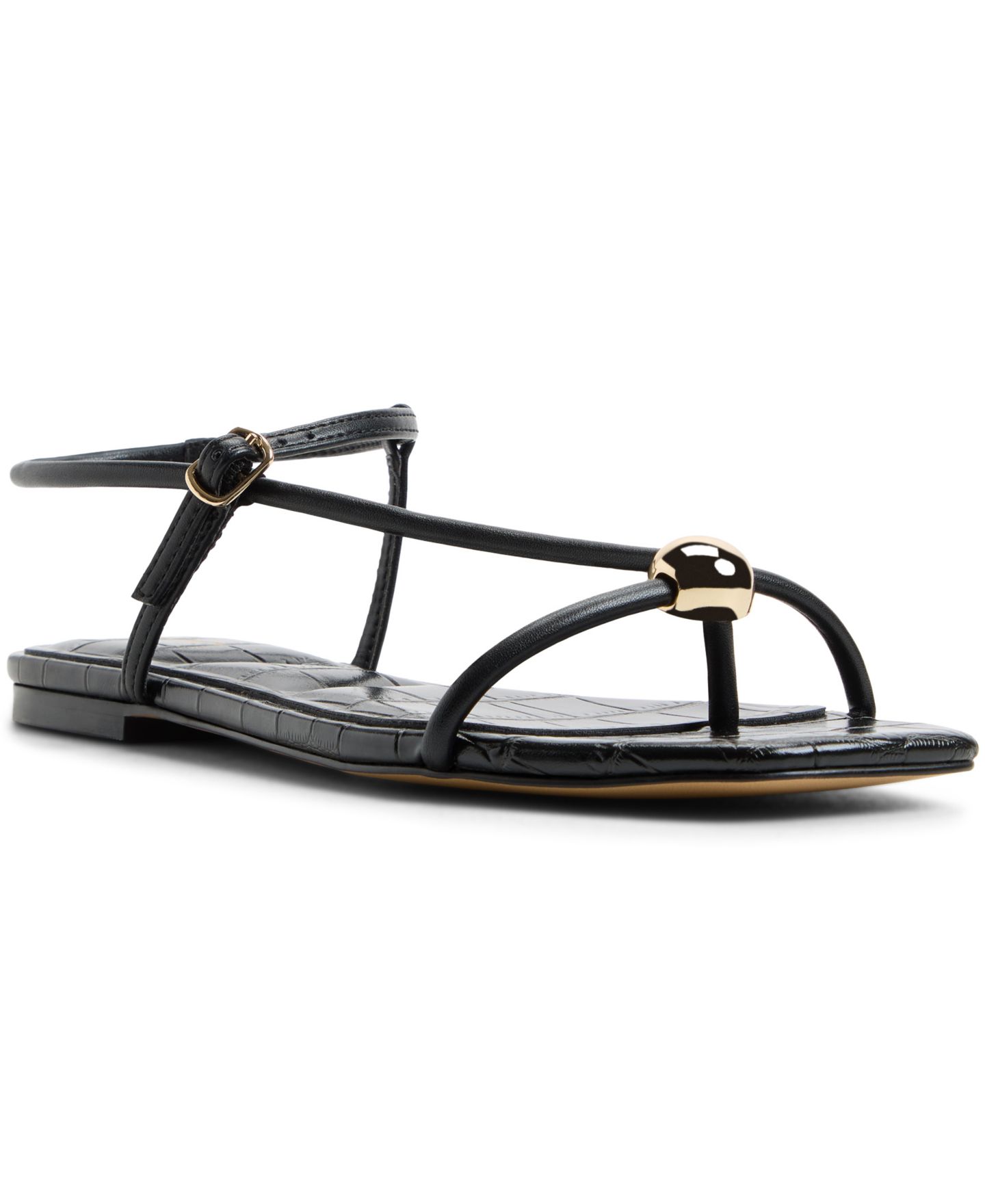 Женские сандалии ALDO Zaelle Strappy Flat, цвет: Чёрный гладкий — фото 1