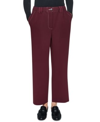 Women's High-Rise Contrast-Stitching Tab-Pocket Pants