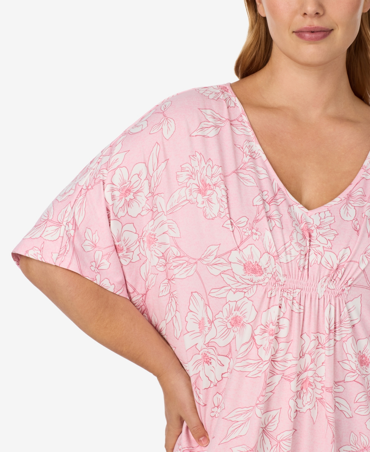 Ellen Tracy Plus V-Neck Long Jersey-Knit Tunic Nightgown