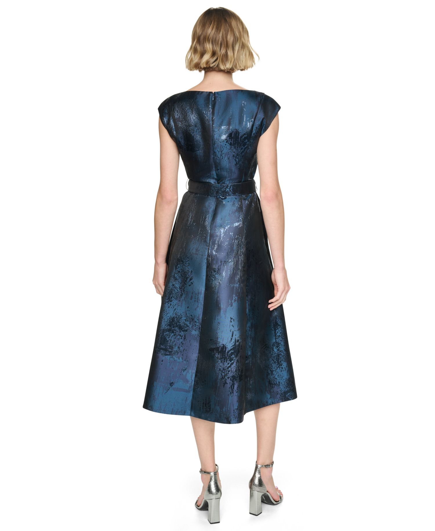 Women's Cap-Sleeve A-Line Midi Dress