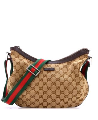 Medium Saddle Zip Messenger Bag GG Canvas with Leather