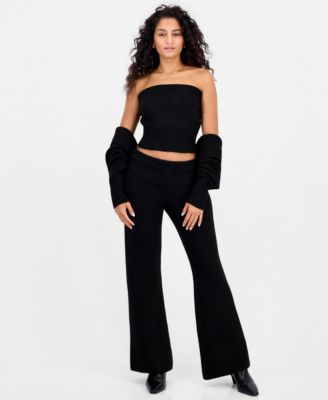 Women's Foldover Waist Wide-Leg Pull-On Knit Pants