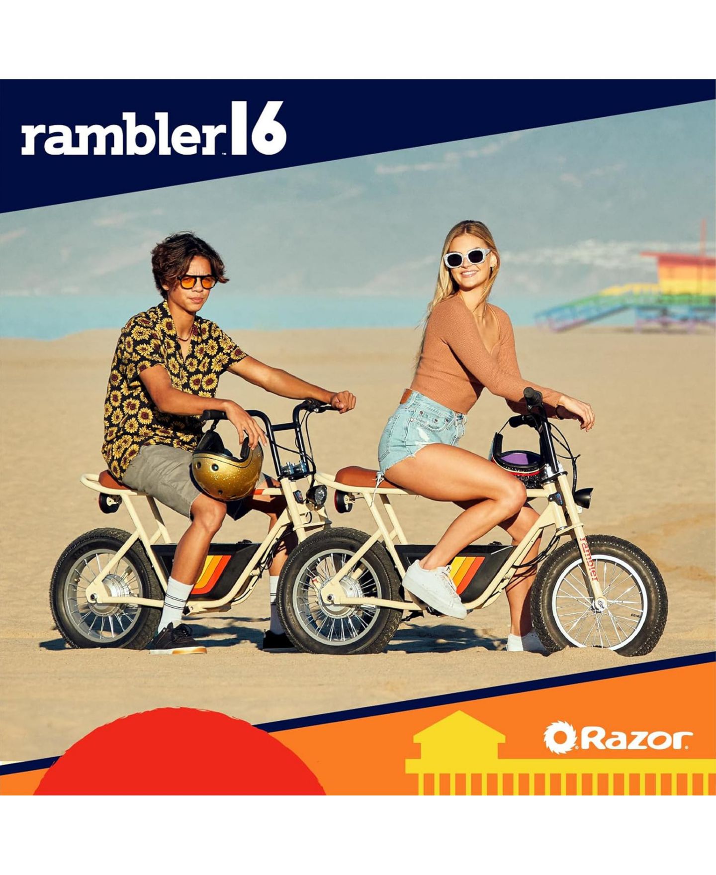 Детская игрушка Razor Rambler 16 Electric Retro Minibike with 350W Motor and 36V Battery, Tan — фото 6