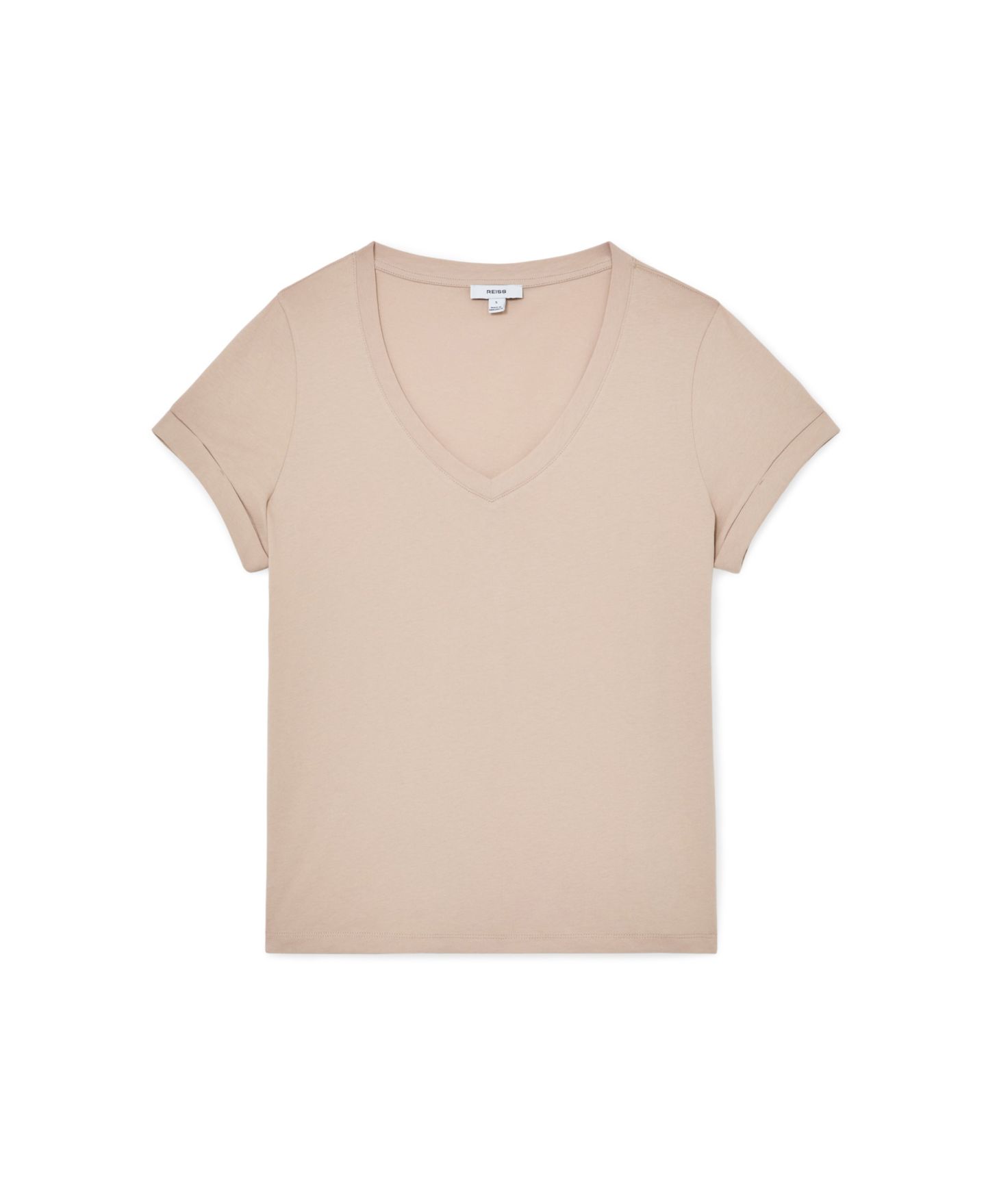 Женская футболка REISS Luna Brushed V-Neck Short-Sleeve, цвет: Верблюжий — фото 5
