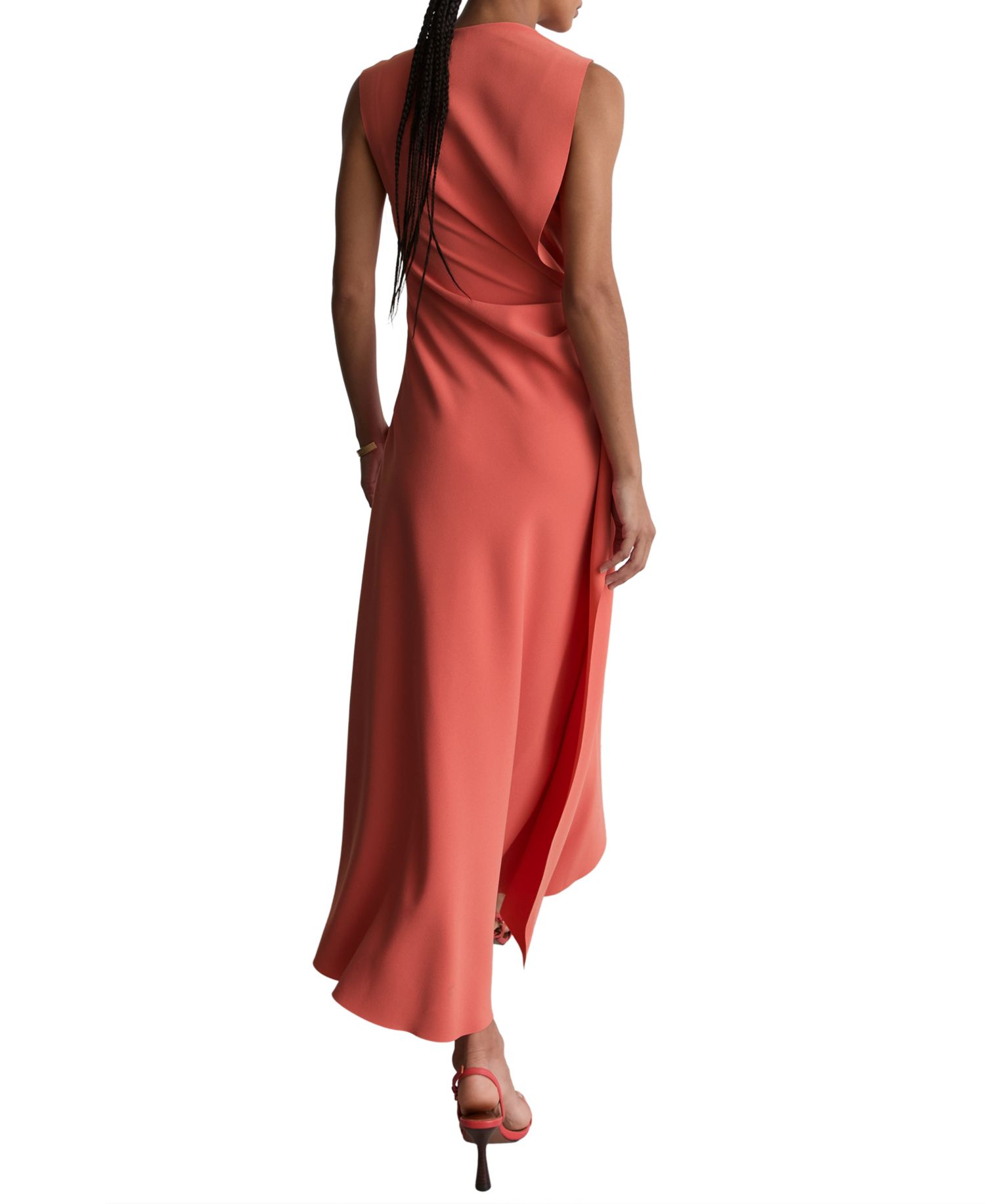 Women's Dorota Cowl-Neck Asymmetrical Draping Midi Dress