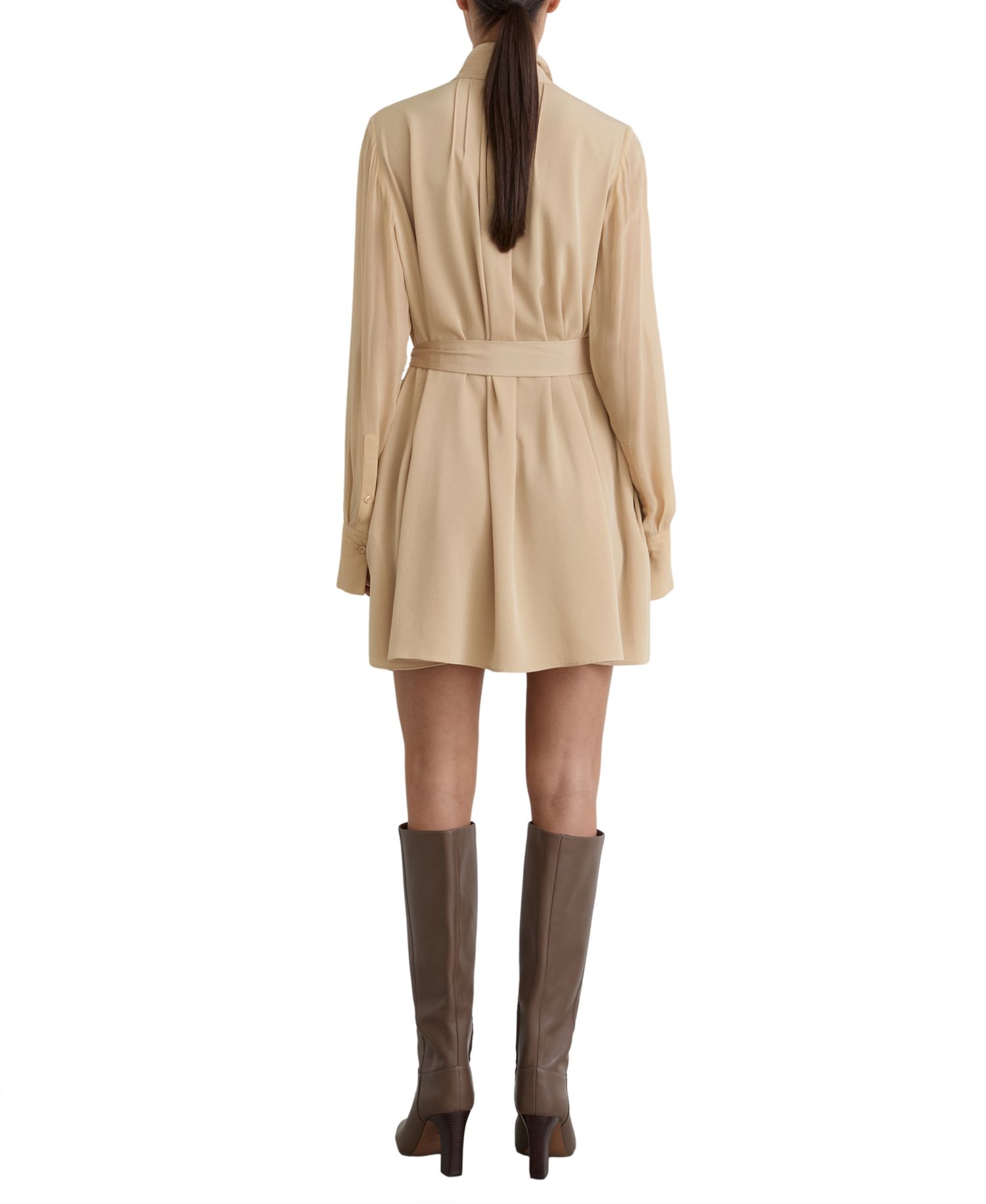Women's Iman Tie-Neck Belted Mini Dress