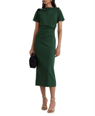 Women's Hilary Short-Sleeve Ruched Boat-Neck Midi Dress