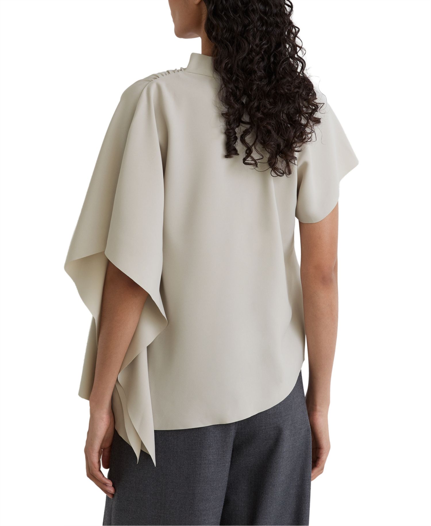 Women's Jade Draped-Sleeve One-Shoulder Asymmetric Top