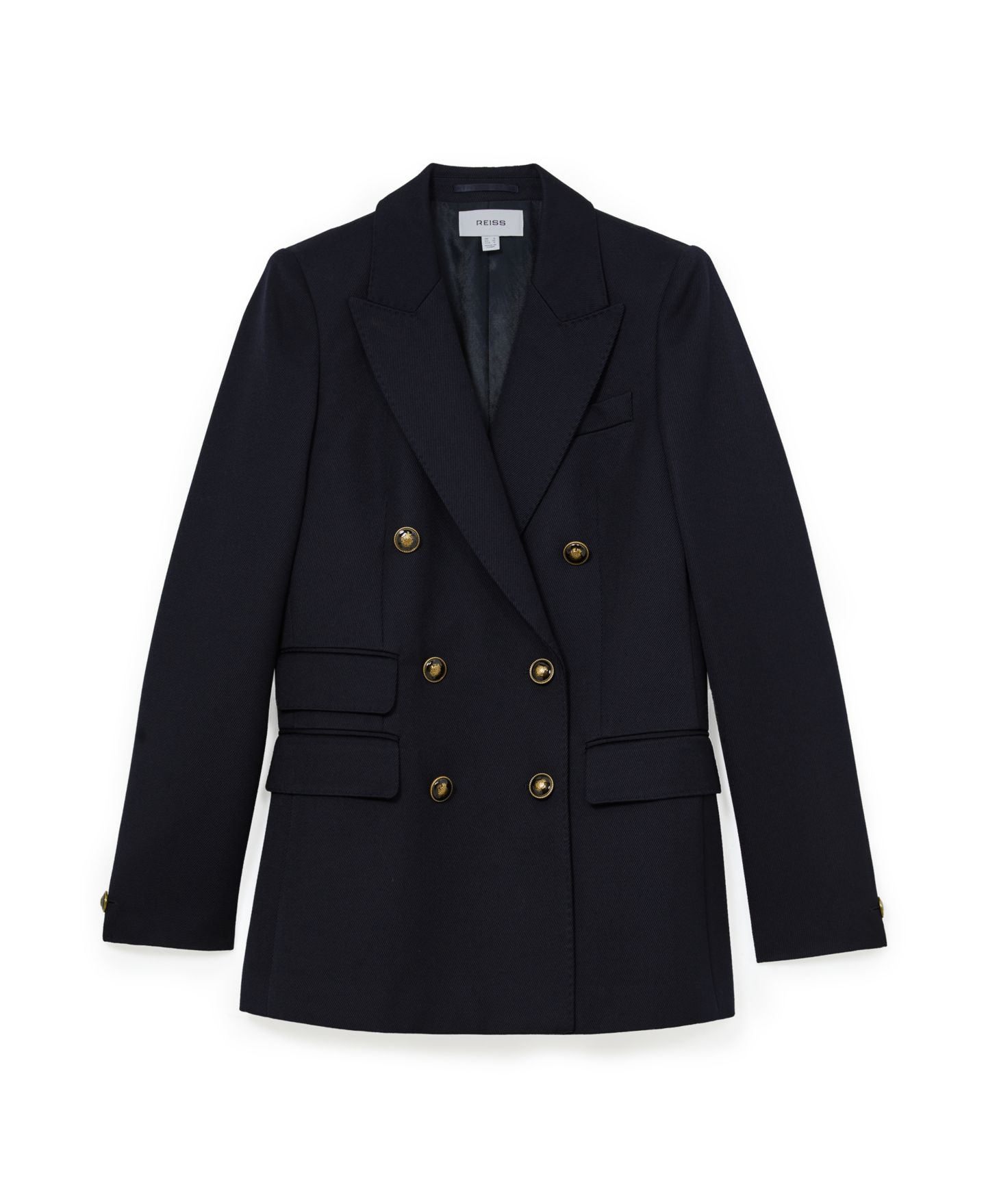Женский пиджак REISS Lauryn Double-Breasted Wool-Blend Blazer, цвет: Тёмно-синий — фото 5