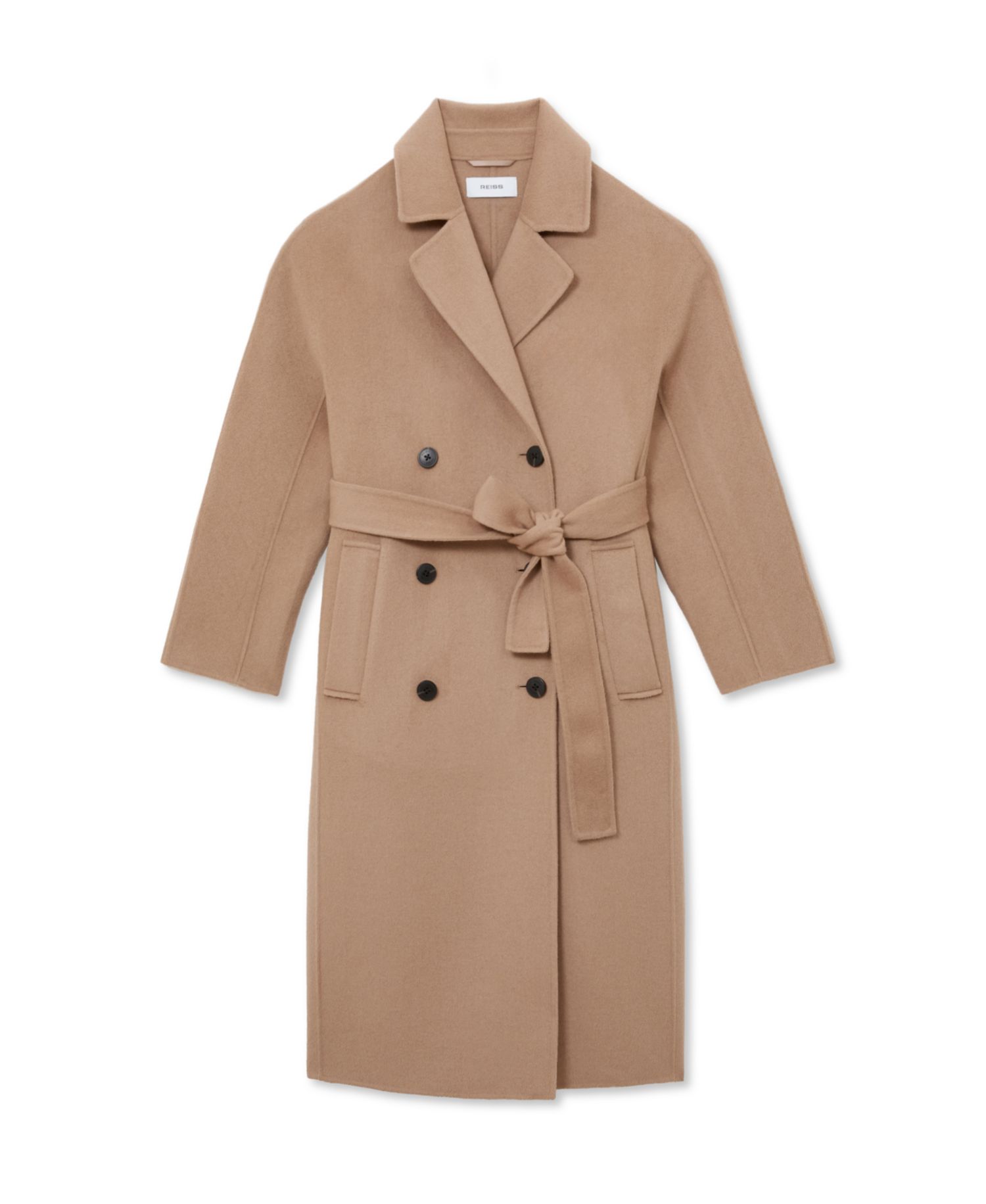 Petite Lucia Double-Breasted Long Wool-Blend Coat