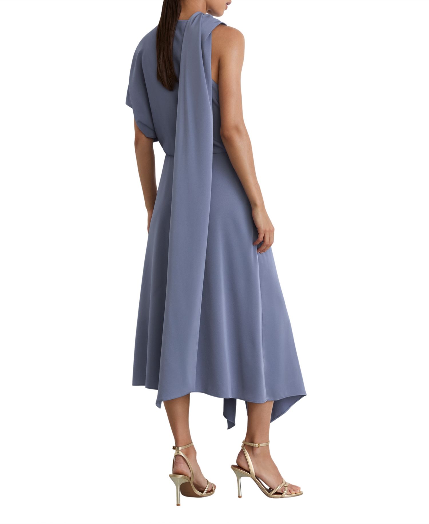 Women's Naomi One-Shoulder Satin Asymmetrical Midi Dress