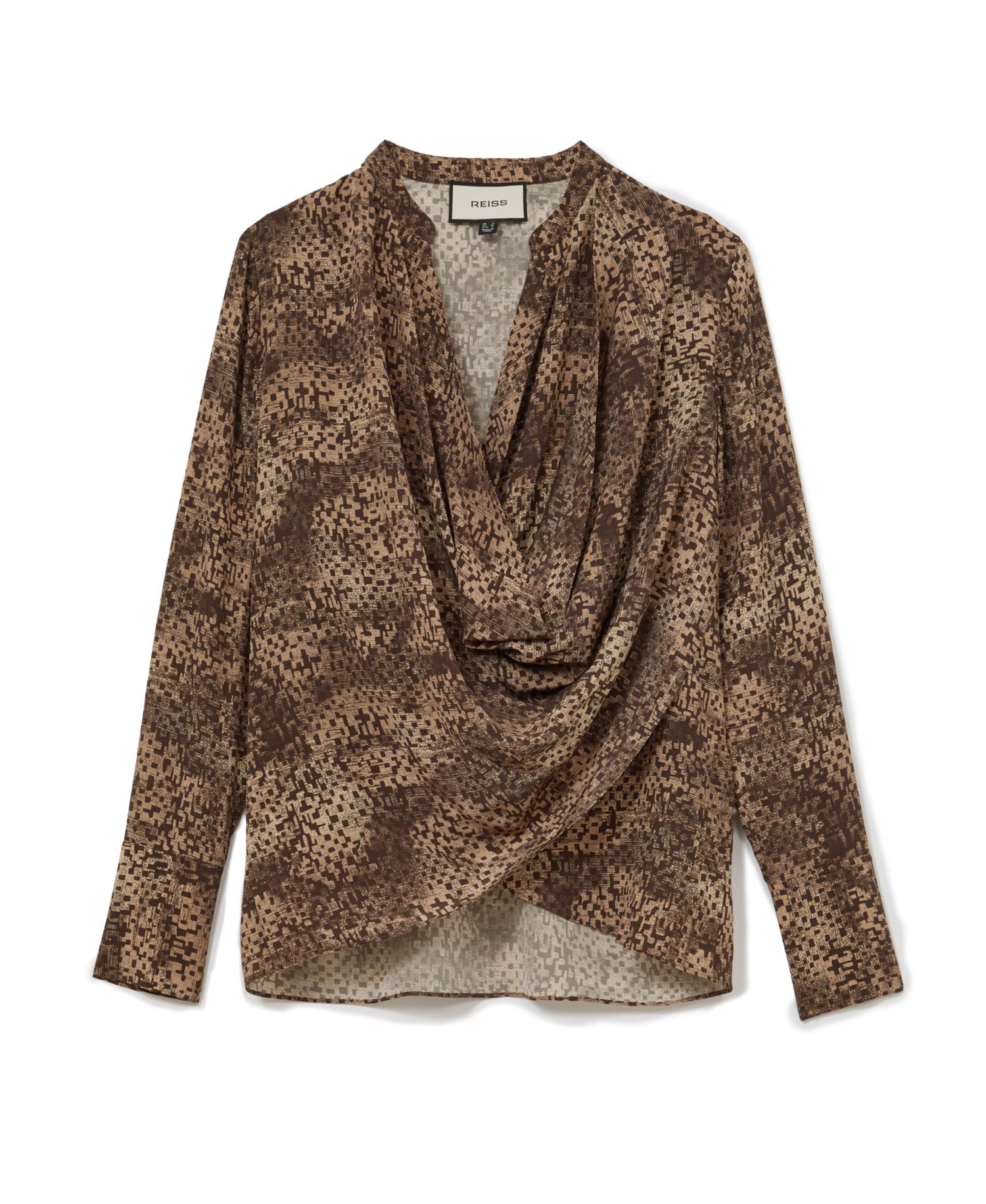 Women's Laurie Matte-Silk Abstract-Print Draped Blouse