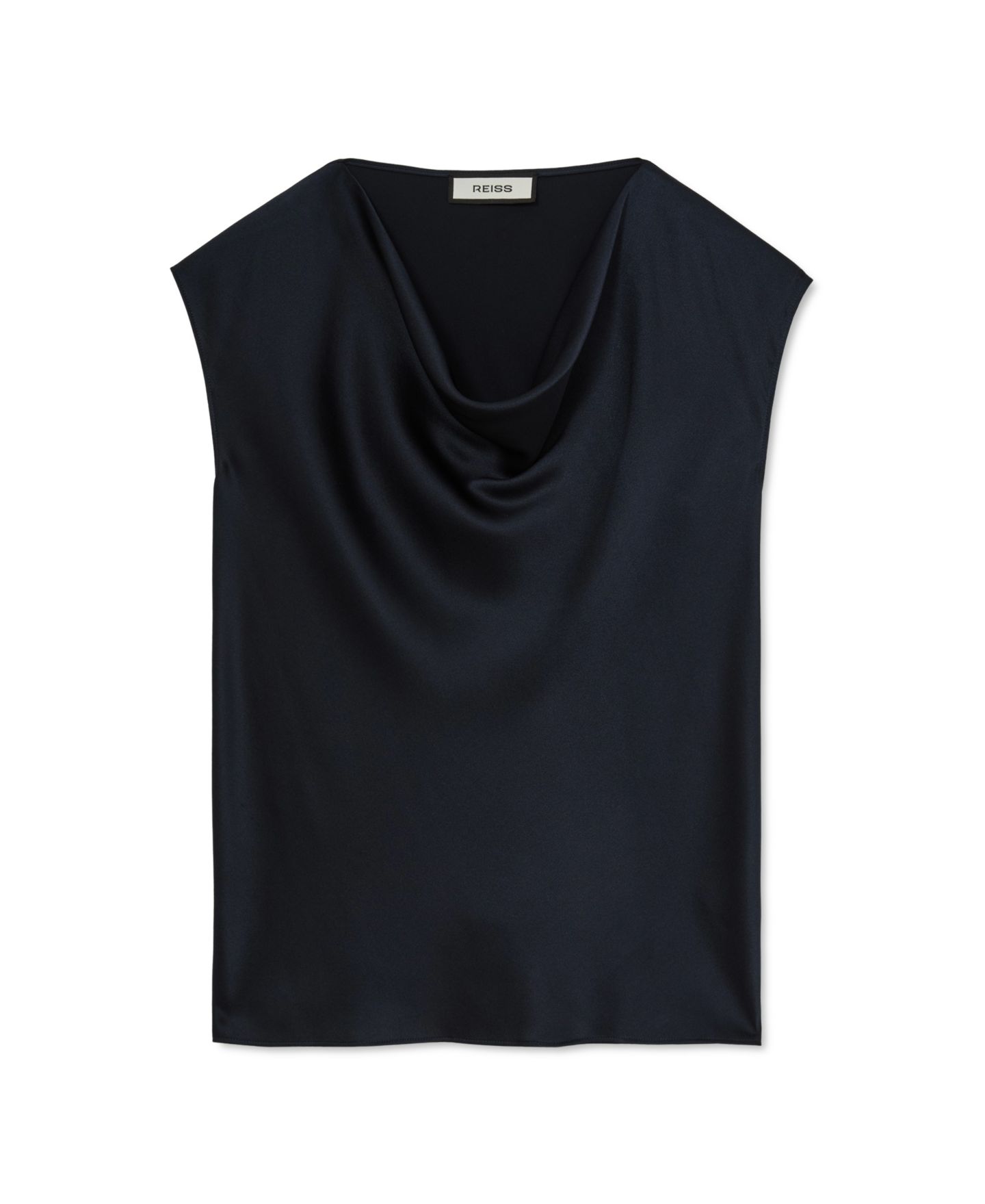 Женский топ REISS Cate Silk Cowl Neck Sleeveless, цвет: Тёмно-синий — фото 5