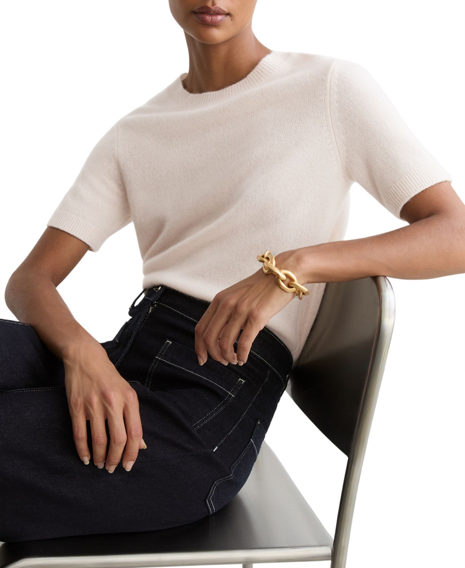 Women's Stevie Crewneck Short-Sleeve Cashmere T-Shirt