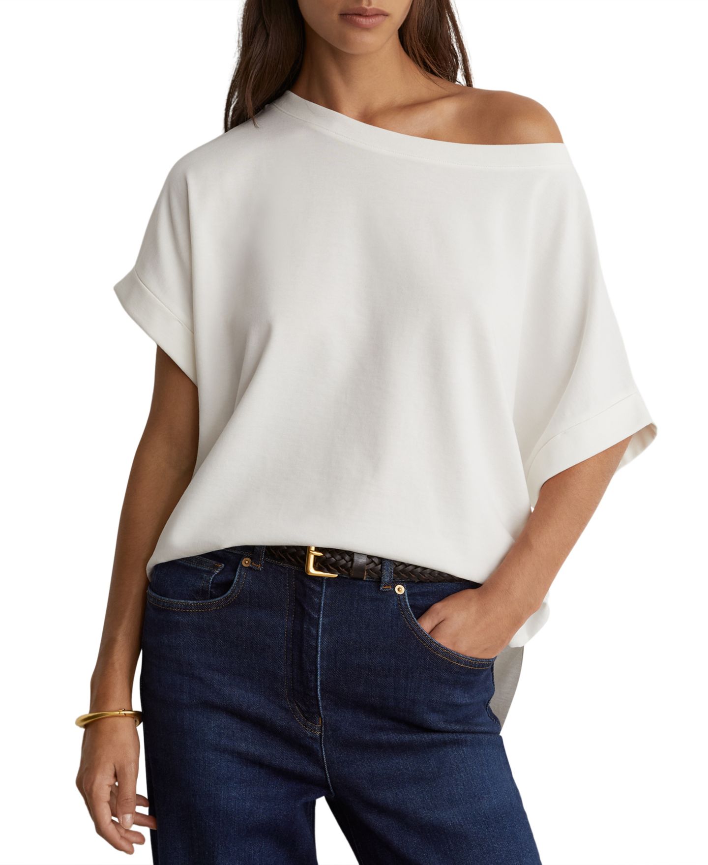 Женская футболка REISS Sia Off-Shoulder Short-Sleeve, цвет: Белый — фото 1