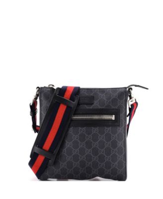 Small Web Strap Front Zip Messenger Bag GG Coated Canvas