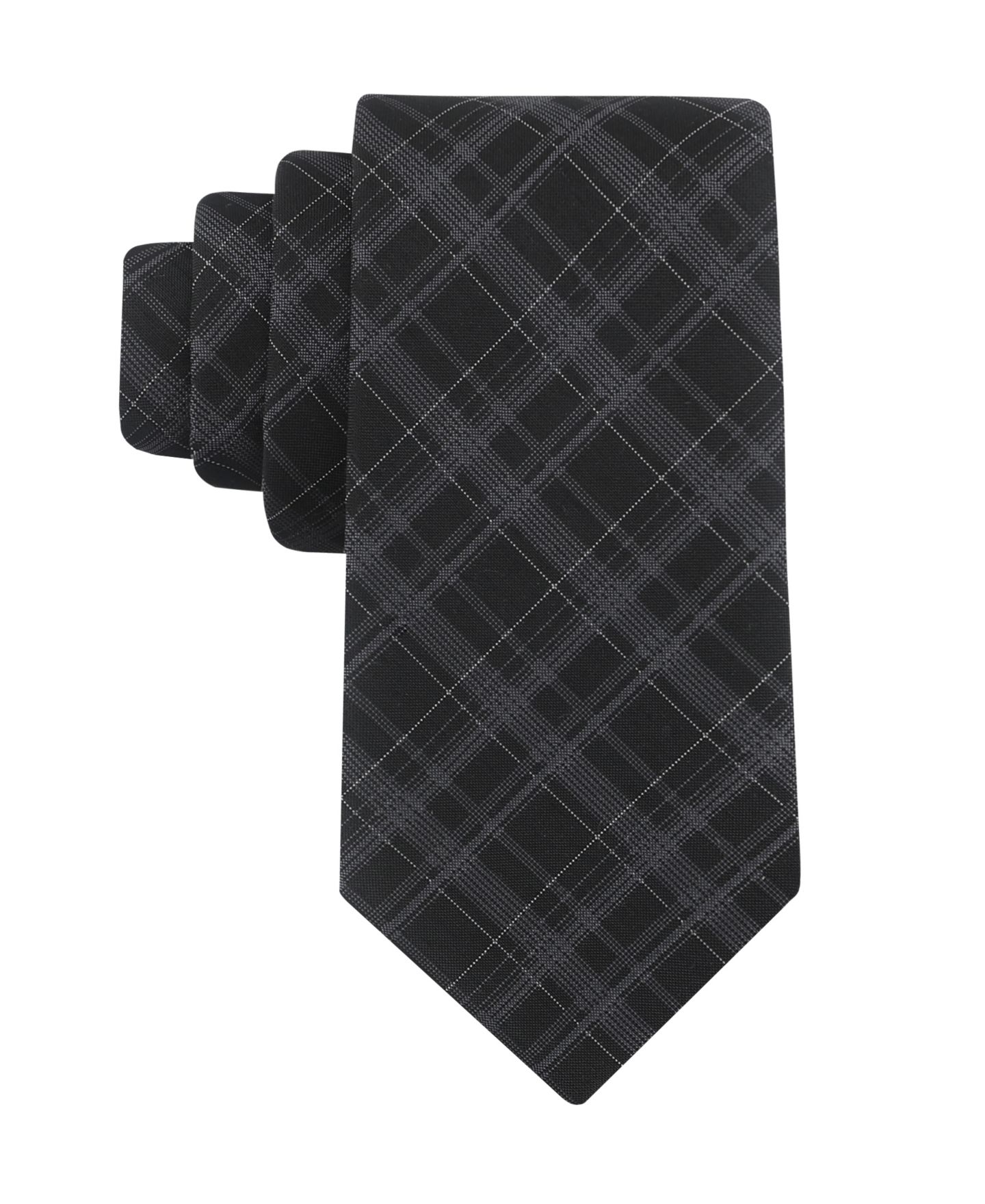 Мужской галстук Calvin Klein Willis Grid Classic Tie, цвет: Чёрный — фото 1