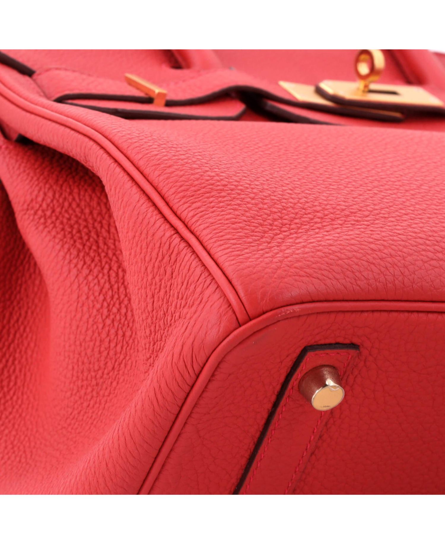Pre-Owned Hermes Birkin 30 Handbag Red Togo with Gold Hardware