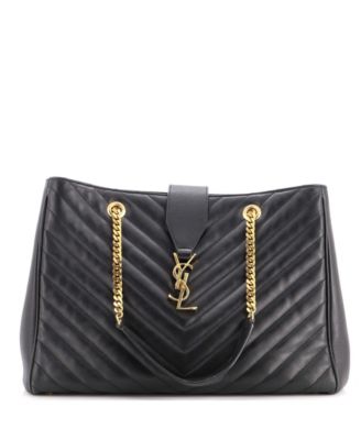 Large Classic Monogram Shopper Matelasse Chevron Leather