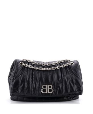 Medium Monaco Chain Flap Shoulder Bag Quilted Leather