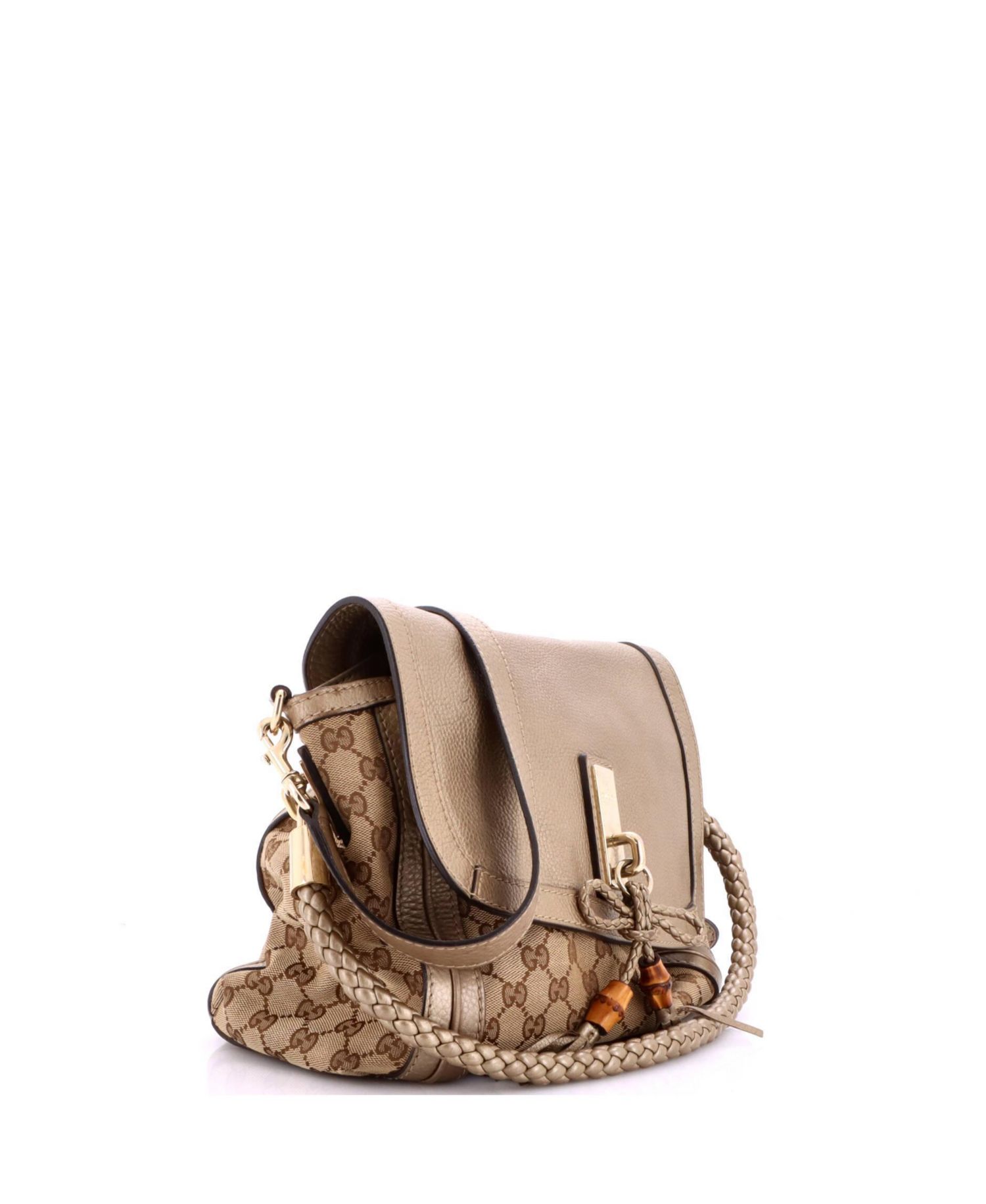 Medium Bella Flap Shoulder Bag GG Canvas with Leather