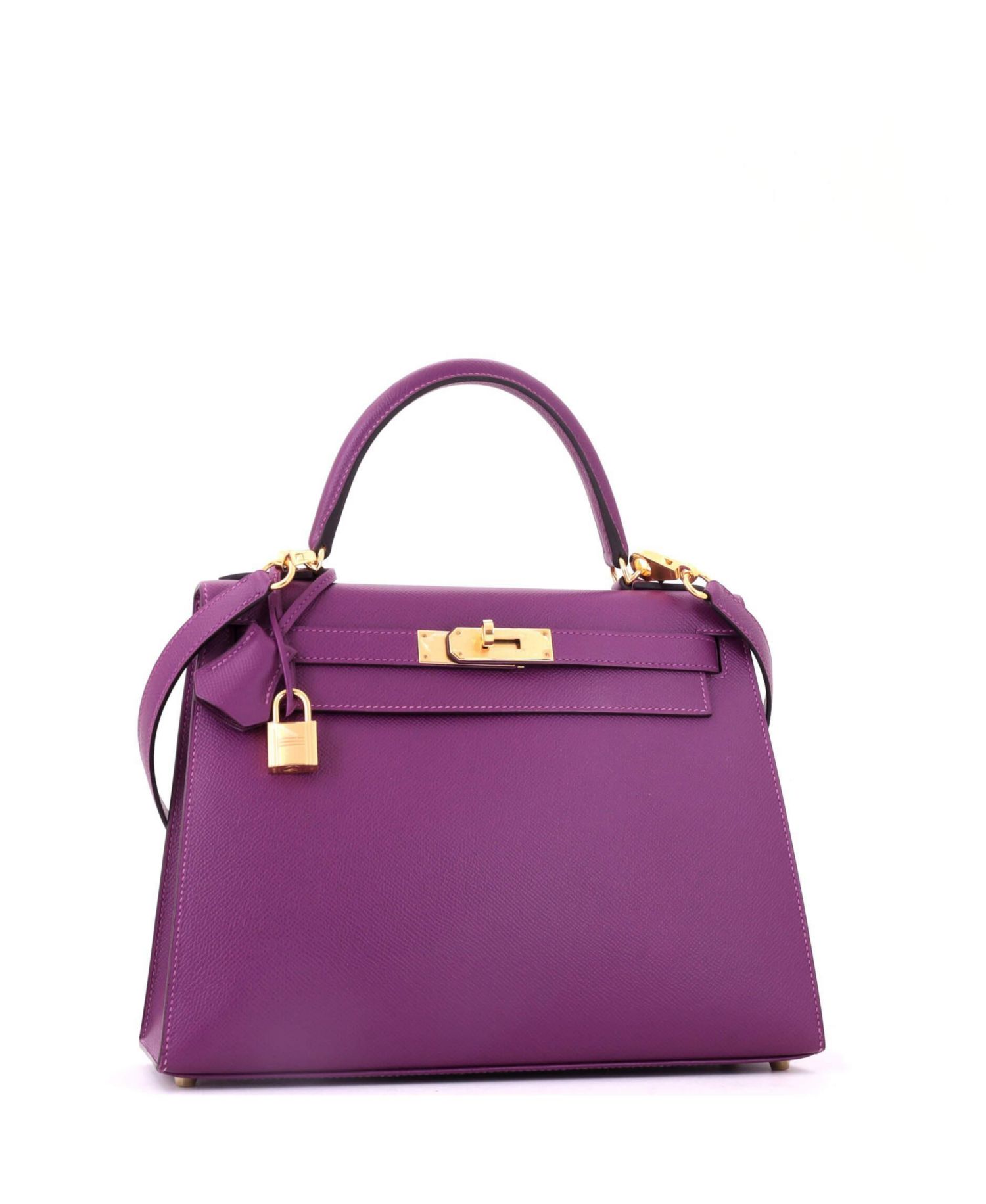 Pre-Owned Hermes Kelly 28 Handbag Purple Epsom with Gold Hardware