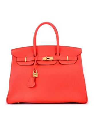 Pre-Owned Hermes Birkin 35 Handbag Orange Togo with Gold Hardware