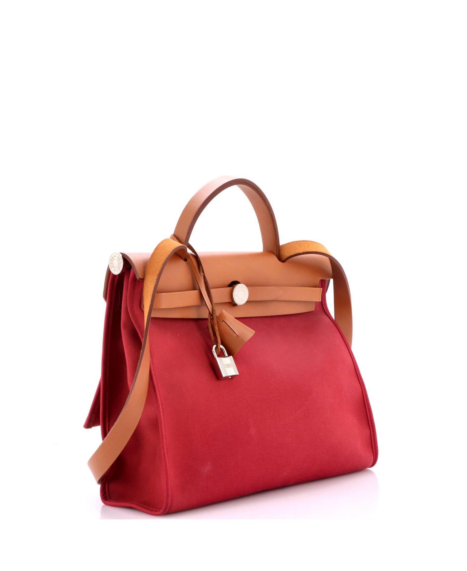 Pre-Owned Hermes 31 Herbag Zip Leather and Toile
