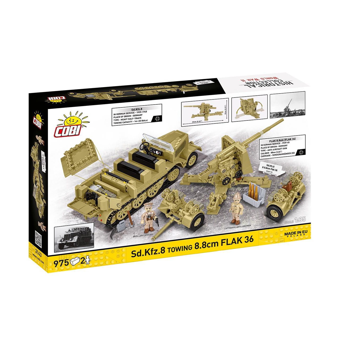 Детские конструкторы COBI Historical Collection Wwii Sd.Kfz. 8 towing 8.8cm Flak 36, 975 pieces — фото 2