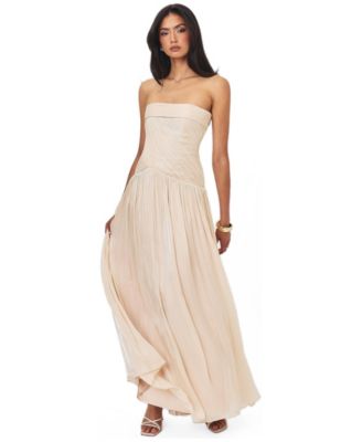 Women's Olivine Strapless Maxi Crystal Organza Dress