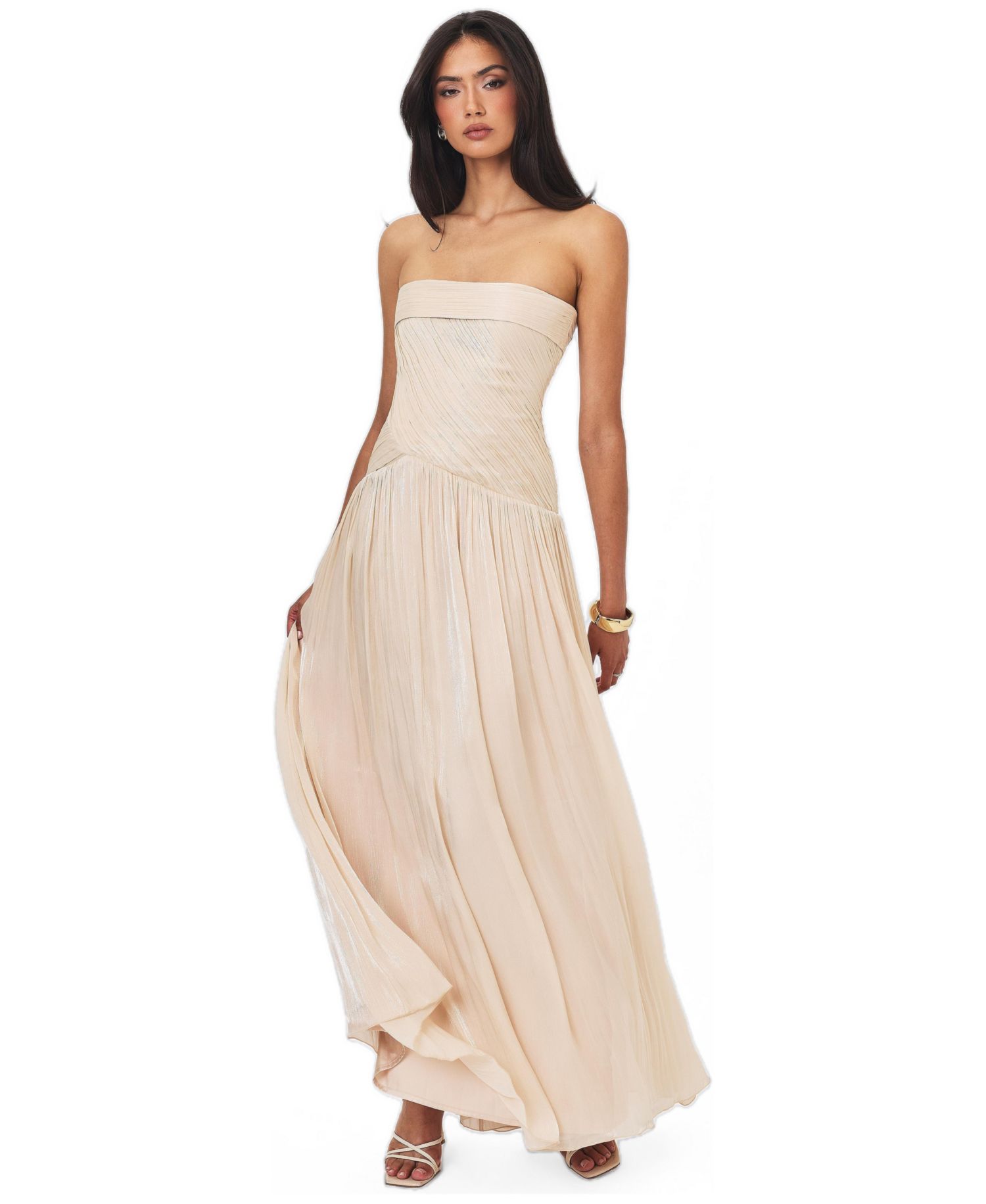 Women's Olivine Strapless Maxi Crystal Organza Dress