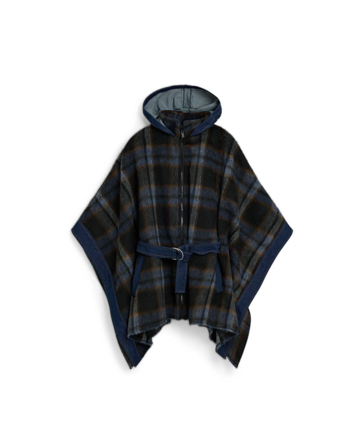Women's Plaid denim poncho