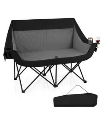 Heated Double Camping Chair with 4 Heating Zones and 3 Heat LevelsWine Glass Holders