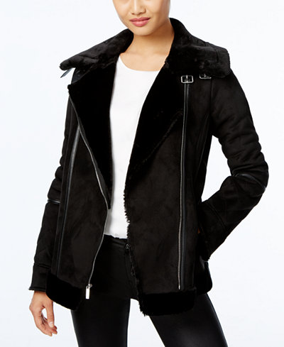 Laundry By Design Faux-Shearling Moto Coat