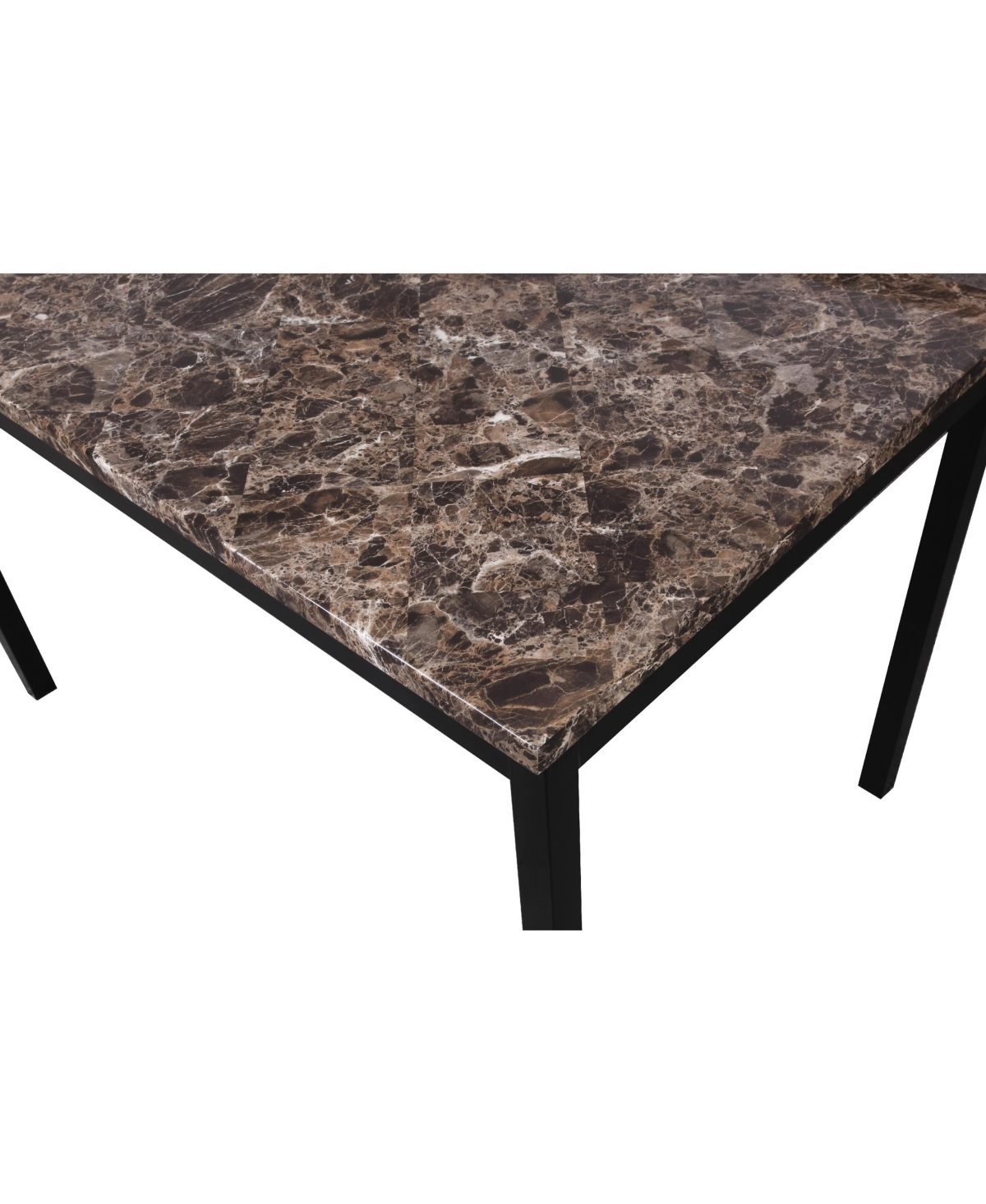 Flynama 5-Piece Metal Dining Set, Laminated Faux Marble Top Table and 4 Faux Leather Chairs